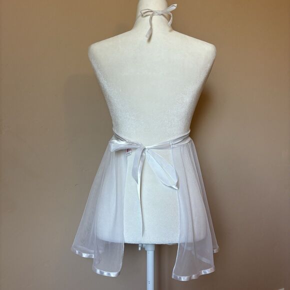 Shirley Of Hollywood Women’s Large White Lingerie Dress Sheer Beaded Adjustable - Picture 5 of 10